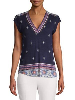 Daniel Rainn Paisley Capsleeve Top