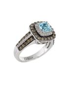 Le Vian Sea Blue Aquamarine, Vanilla Diamonds, Chocolate Diamonds & 14k Vanilla Gold Ring