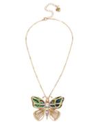 Betsey Johnson Buzz Off Mother-of-pearl Butterfly Pin Pendant Necklace