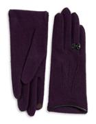Portolano Leather Bow-accented Wool- And Cashmere-blend Touch Gloves