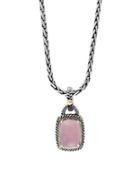 Effy Rose Quartz, Sterling Silver And 18k Yellow Gold Pendant Necklace