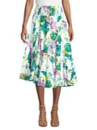 Context Belize City Floral A-line Midi Skirt