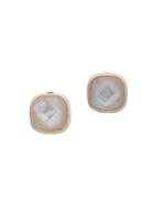 Anne Klein Goldtone & Mother-of-pearl Button Earrings