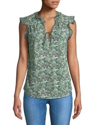 Lucky Brand Plus Ruffle Printed Tank