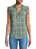 Lucky Brand Plus Ruffle Printed Tank