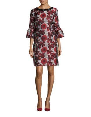 Karl Lagerfeld Paris Floral Print Bell Sleeve Dress