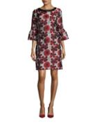 Karl Lagerfeld Paris Floral Print Bell Sleeve Dress