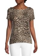 Cable & Gauge Leopard-print Cold-shoulder Tee
