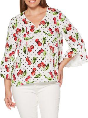 Rafaella Printed Bell-sleeve Blouse