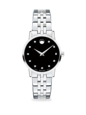 Movado Museum Diamond And Stainless Steel Bracelet Watch