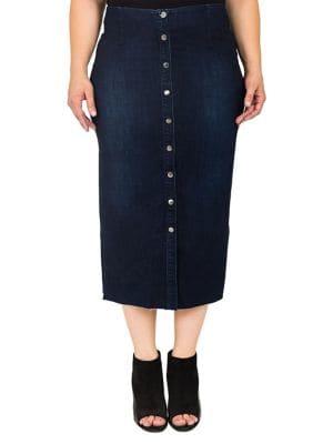 Standards And Practices Plus Midi Denim Pencil Skirt