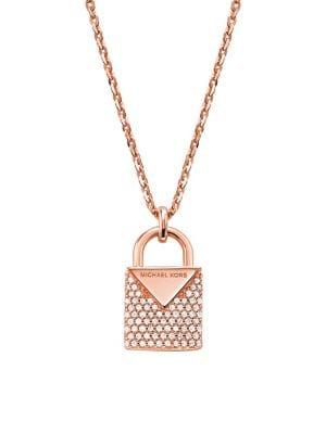 Michael Kors Kors Color 14k Rose-goldtone & Crystal Padlock Pendant Necklace