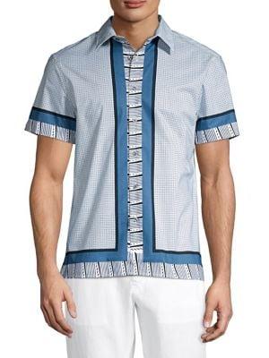 Perry Ellis Engineered Geo-print Short-sleeve Shirt