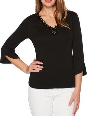 Rafaella Grommet Trimmed Top