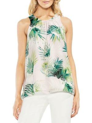 Vince Camuto Petite Tropic Heat Sunlit Palm Sleeveless Top