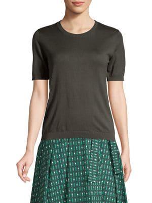 Weekend Max Mara Short-sleeve Silk & Cotton Blend Knit Top