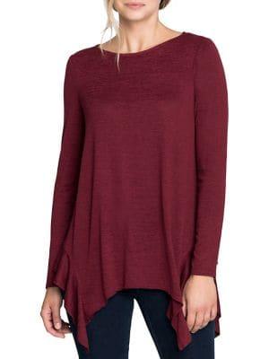Nic+zoe Asymmetric Hem Long-sleeve Top
