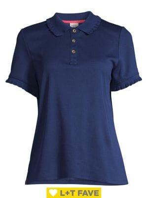Rafaella Ruffled Knit Polo Shirt