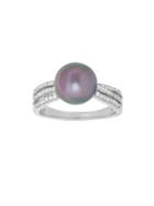 Lord & Taylor 9mm Oval Pearl, Diamond & 14k White Gold Ring