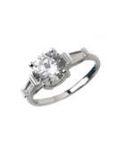 Lord & Taylor Sterling Silver And Cubic Zirconia Three-stone Ring