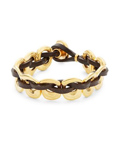 Uno De 50 Pasicn Golden Link Leather Toggle Bracelet