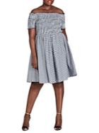City Chic Plus Off-the-shoulder Gingham Dress