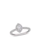 Sonatina Diamond Bridal 14k White Gold And Marquise Diamond Floating Halo Ring