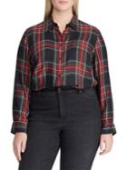 Lauren Ralph Lauren Plus Plus Crest Tartan Twill Button-down Shirt