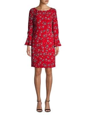 Karl Lagerfeld Paris Floral Bell-sleeve Shift Dress