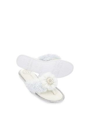 Pretty You London Orla Faux Fur Accented Slippers