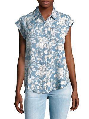 Lord & Taylor Petite Petite Frankie Palm Leaf Top