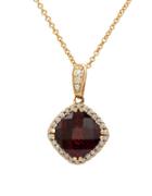 Effy Final Call Rhodolite, Diamond And 14k Rose Gold Square Pendant Necklace