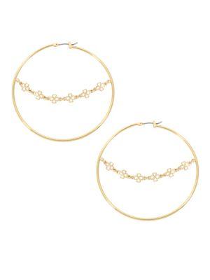 Bcbgeneration Floral Chain Hoop Earrings