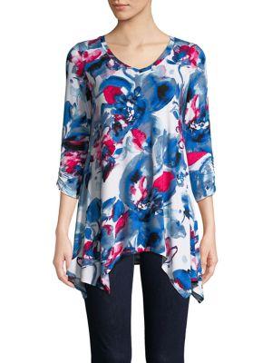 Context Printed Three-quarter-sleeve Top