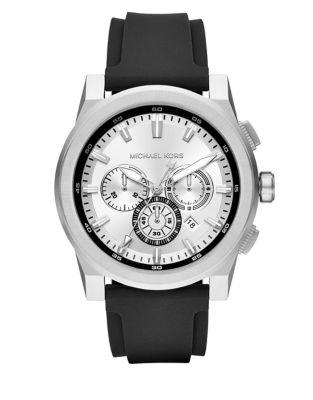 Michael Kors Grayson Stainless-steel And Black Silicone Chronograph Watch