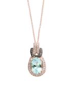 Effy Final Call Aquamarine, Diamond, Brown Diamond And 14k Rose Gold Pendant Necklace