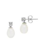 Lord & Taylor Diamond, 7-7.5mm Freshwater White Oval Pearl And Sterling Silver Earrings