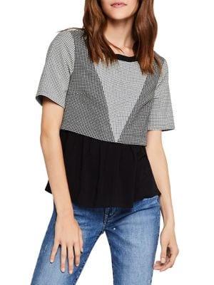 Bcbgeneration Mixed-media Windowpane Top