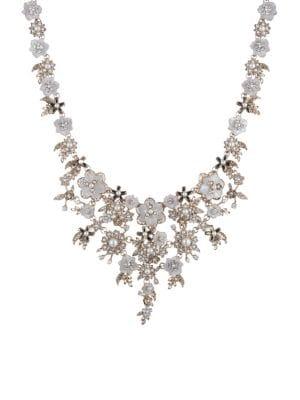 Marchesa Goldtone, Mother Of Pearl & Crystal Bib Necklace