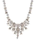 Marchesa Goldtone, Mother Of Pearl & Crystal Bib Necklace