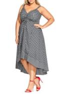 City Chic Plus Gingham Darlin' Asymmetrical Handkerchief Dress