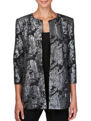 Alex Evenings Three-quarter Sleeve Mixed-media Jacket And Tank Twinset
