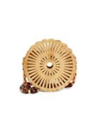 Straw Studios Wood Circle Beaded Crossbody Bag