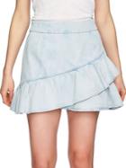 1.state Ruffled Edge Denim Mini Skirt