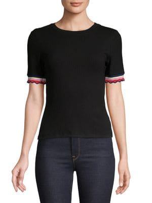 Design Lab Scalloped Short-sleeve Top