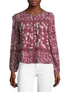 Lucky Brand ??ace-trim Floral-print Top
