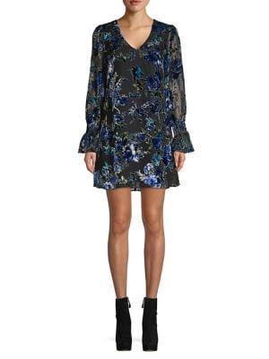 Laundry By Shelli Segal Floral Velvet Burnout Flounce Dress
