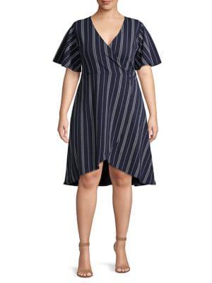 Quiz Curve Plus Striped Wrap Dress