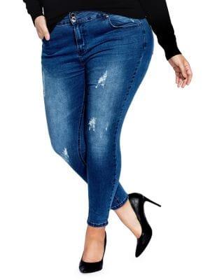City Chic Plus Crushed Skinny Asha Jeans
