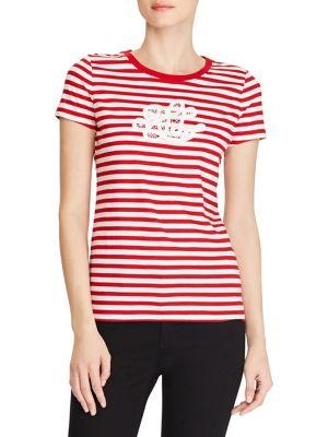 Lauren Ralph Lauren Striped Lace-logo T-shirt